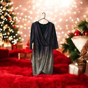 Lane Bryant Black Purple and Silver Textured Dress